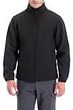 TRAILSIDE SUPPLY CO. Men's Softshell Fleece-lined Jackets/Winter Outdoor Coats/Windbreaker/Medium-weight Water-repellent, Black, XL