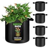 SZHETEFU 5 Pack 5 Gallon Grow Bags, Sturdy Fabric Pots, Premium Fabric Plant Grow Bags, Garden Bags to Grow Vegetables, Aeration Planting Bags with Handles, Pots for Outdoor Plants (Black)