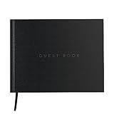 Useful Co. Black Guest Book, Use as Guest Book Wedding Reception, Sign in Book, Guest Book for Vacation Home, Funeral Guest Book, Hardbound Guestbook, Leather Cover, 112 Pages, 9 x 7 Inches