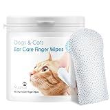 Mooncat Ear Cleaner Wipes｜Ear Cleansing Finger Wipes for Cats ｜Ear Wipes for Cats｜Dog Grooming Supplies｜Reduces Dirt and Cleans Wax Buildup｜Pet Ear Wash Wipes｜— 40 Finger Wipes