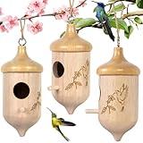 Hummingbird House,Wooden Hummingbird Houses for Outside for Nesting, Gardening Gifts Home Decoration,3 Pack