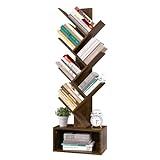 Yoobure Tree Bookshelf - 6 Shelf Retro Floor Standing Bookcase, Tall Wood Book Storage Rack for CDs/Movies/Books, Utility Book Organizer Shelves for Bedroom, Living Room, Home Office