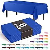 Exquisite 6-Pack Premium Plastic Tablecloth 54in. x 108in. Rectangle Plastic Table Cover - Blue