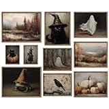 JarThenaAMCS 10Pcs Halloween Wall Art Prints Vintage Gothic Witchy Wall Decor Dark Academia Ghost Black Cat Art Poster for Gallery Living Room Bedroom Decor (UNFRAMED)