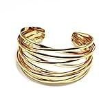 YBMYCM Chunky Gold Cuff Bracelet for Women Gold Line Web Wrist Cuff Bangle Bracelet Fashion Costume Jewelry