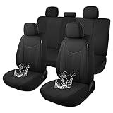 CAROMOP Waterproof Car Seat Cover Full Seats, Neoprene Seat Covers for Cars,Split Bench Compatible Car Interior Covers, Universal Fit Most Car Sedan Truck SUV(Black)