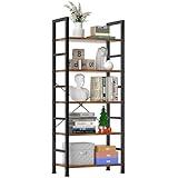 Sweetcrispy Book Shelf, 5 Tier Bookcase, Tall Bookshelf Modern Book Case for Books, Garage Kit, CDs, Movies, Industrial Corner Storage Organizer for Bedroom Home Office Kitchen Living Room Rust Brown