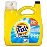 Tide Simply Liquid Laundry Detergent, Refreshing Breeze, 168 oz, 128 Loads