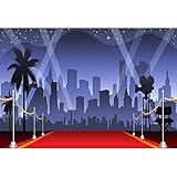 AOFOTO 8x6ft Red Carpet Backdrop Movie Night Stage Lighting Photography Background Celebrity Event Party Premiere Banner Photo Studio Props Kid Adult Artistic Portrait Activity Decoration Wallpaper