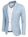 COOFANDY Mens Blazer Jacket Casual Sport Coat One Button Regular Fit Blazer Premium Suit Jacket (Light Blue L)