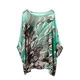 Wiwish Women's Bohemian Style Summer Beach Lagenlook Top Kimono Loose Waterfall Chiffon Kaftan Poncho Shirt,One Size,Tmclh257