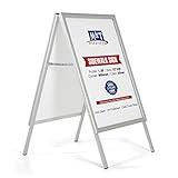 M&T Displays Weatherproof Sandwich Board 22x28 Inches Poster Sidewalk Sign Holder 1.38" Aluminum profile Advertising A-Frame Menu Board Double Sided Silver