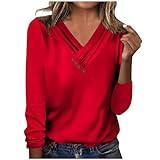 long sleeve shirts for women Womens Long Sleeve Tops Fall 2023 V Neck Long Sleeve Blouses Loose Fit Button Solid Casual Tees Clothes prime big deal days october 10-11 lightning deals of today 2023