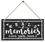 Kitchen Door Sign Decor, Meals & Memories Are Made Here, Kitchen Wall Wooden Sign Plaque Decoration Housewarming Gifts for New House Home Women Men Kitchen Gifts for Mom Grandma