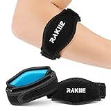 Rakiie Elbow Brace 2 Pack, Tennis Elbow Brace for Men Women, Non-slip Tennis Elbow Strap for Tendonitis with Compression Pad Precise Support, Adjustable Golfer Counterforce Brace for Pain Relief, Blue