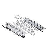 Amber Home 12 Pack Heavy Duty Add on Metal Pants Skirt Hangers, Stackable Add-on Metal Clothes Hangers with 2-Adjustable Clips, Cascading Clip Hangers Space Saving for Jeans, Slacks