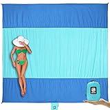 Wekapo Beach Blanket Sandproof, Beach Mat, Big & Compact Sand Free Mat Quick Drying, Lightweight & Durable with 6 Stakes & 4 Corner Pockets, Standard (1~3 person)