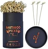 Cocktail Picks - Bamboo Skewers - Long Toothpicks for Appetizers - Eco Friendly Skewer Sticks - Fancy for Martini Drinks & Food Appetizer - Charcuterie Accessories - 6 inch Wooden Knot Pick 100 pcs