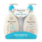 Aveeno Baby Daily Care Gift Set with Oat Extract & Prebiotic Oat, Contains Daily Moisturizing Body Lotion & Gentle 2-in-1 Baby Bath Wash & Shampoo, Hypoallergenic & Paraben-Free, Two Pack