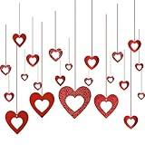 40Pcs Hollow-Out Laser Red Heart Hanging Swirls Decorations Valentines Day Heart Hanging Swirls Wedding Day Love Party Ceiling Streamers Party Supplies for Wedding Anniversary Decorations