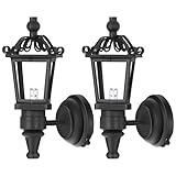 TOYANDONA 2pcs Dollhouse LED Wall Sconces 1: 12 Scale Wall Lamp Simulation Miniature Furnitures for DIY Dollhouse Living Room Mini Toy Wall Lamp Models Black