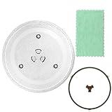 LUBIYACK 11.3" Glass Microwave Plate Replacement for WB49X10097 Microwave Turntable Tray Oven Rotating Dish Tray with Y shaped design for Better Reheating and Even Heat Distribution