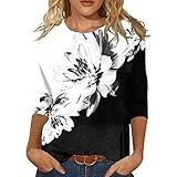 Day Prime Deals Today 2024,3/4 Length Sleeve Womens Tops Dressy Casual Summer Fall Fashion Clothes Outfits Floral Boho Tops My Orders Crewneck T Shirts Shirts 4th of July Basic Tees(3g#Black,XL)