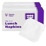 Pantry Value, [1000 Count - 6x6 Inch folded] 1-ply White Lunch Napkins - Disposable Absorbent Paper Napkins for Everyday use, Events, Parties (12x12 Inch unfolded)