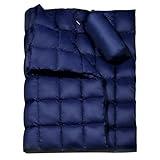 Camping Blanket, Outdoor Windproof Down Camping Blanket, Thicker Water Resistant Lightweight Camping Blanket, Portable, Wearable, Warm for Camping, Traveling, Hiking, Extra Large (79 "x 55"), Navy