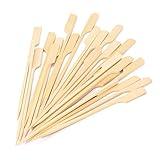 3.5 Inch Bamboo Skewers 100PCS Food Appetizer Toothpicks Wide Flat Paddle Bamboo Wood Picks for Cocktail, Marshmallow, Fruit, Grilling, Drink, BBQ, Barbecue, Yakitori Chicken, Fondue, Roasting