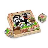 Melissa & Doug Farm Wooden Cube Puzzle With Storage Tray - 6 Puzzles in 1 (16 pcs) - FSC Certified