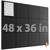 MaxGear Large Cork Board for Wall 47" x 35" Black Bulletin Board, 12 Pack Felt Wall Tiles with Pushpins, Cork Boards for Office Pin Board Tack Board Cork Boards