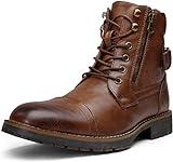 Vostey Men's Boots Casual Dress Boots for Men Brown Boots Mens Motorcycle Combat Ankle Boot (BMY678A dark brown 10)