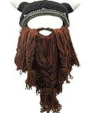 Flyou Wig Beard Hats Handmade Knit Warm Winter Caps Ski Funny Mask Beanie for Men Women (CNJ-Coffee)