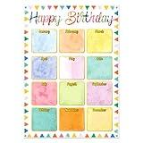 Fsaoor Happy Birthday Chart Poster Watercolor Birthday Posters for Classroom Decorations Birthday Calender Poster Classroom Bulletin Board Decor for Preschool Kindergarten Back to School Supplies