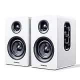 SW208 3" Active Bluetooth 5.0 Bookshelf Speakers – 60W Carbon Fiber Speaker Unit - Built-in 24bit DAC Dynamic 3D Surround Sound 2.0 Computer PC Monitor Gaming (Pair, White)