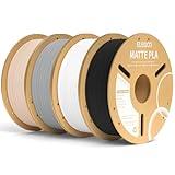 ELEGOO Matte PLA Filament Bundle 4KG, 1.75mm 3D Printer Filament Dimensional Accuracy +/- 0.02mm, 1kg Carboard Spool (2.2lbs) for Most FDM 3D Printers(Black, White, Gray, Beige)