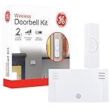 GE Wireless Kit, Battery-Operated, 2 Melodies, 1 Receiver, 1 Push Buttons, 4 Volume Levels, 150 Ft. Range, Mountable, White, 19247 Doorbell, 1 Pack