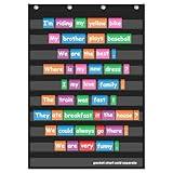 EAMAY Standard Pocket Charts, Clear 10 Pocket Chart for Teacher Lessons in a Classroom or Home Use – Fits Standard 3” Sentence Strips and Word Cards, Black