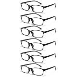 Gaoye 6-Pack Reading Glasses Blue Light Blocking,Spring Hinge Readers for Men Women Anti Glare Filter Lightweight Eyeglasses, 1.5