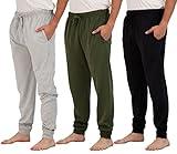 3 Pack: Mens Cotton Lounge Jogger Winter Christmas Pajama Pants For Men Sweatpants Pockets PJ Bottoms Sleep wear Comfy Knit Drawstring Terry Soft Jersey Lightweight Pijama Pockets -Set 3,L