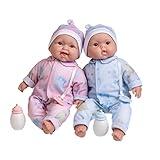 JC Toys Twins 13" Realistic Soft Body Baby Dolls Berenguer Boutique | Twins Gift Set with Removable Outfits and Accessories | Pink and Blue | Caucasian | Ages 2+