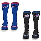 For Bare Feet - NFL MVP Classic Home & Away Crew Socks - 2 pack (US, Alpha, Large, Regular, Regular, Buffalo Bills)