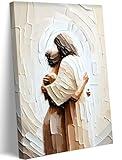 LOXXRGT Jesus Canvas Wall Art Jesus Embracing Woman Safe in His Arms Wall Decor Picture Christian Painting Print Poster for Bedroom Living Room Dining Room Church Home Decoration Ready To Hang