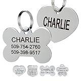 GoTags Dog Tags Personalized Engraved Pet ID Tags, Stainless Steel, Front and Backside Engraving, Available in Bone, Round, Heart, Bow Tie and More, Small and Large Dog and Cat (Pack of 1)