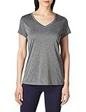 Hanes Women's Sport Performance V-Neck Tee, Ebony Heather, Medium