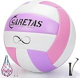 Saretas Volleyball,Beach Volleyball Official Size Outdoor/Indoor,Colorful Soft Volley Balls for Girls Youth Teens Practice Volleyballs with Pump Needles for Backyard,Middle School Volleyball