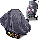 Mosquito Net for Stroller - Grey Sun Shade Protection Infant Stroller Mosquito Net and Car Seat - 2Pack Portable Bug Net (Grey)