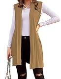 Beyove Womens Long Vests Sleeveless Draped Lightweight Open Front Cardigan