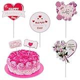 SICOHOME Happy Mothers Day Topper 24PCS Mothers day cake toppers Mothers Day Cupcake Toppers Picks Sticks Feliz Dia de las Madres Cake Topper for Mother's Day Birthday Party Cake Decoration Supplies